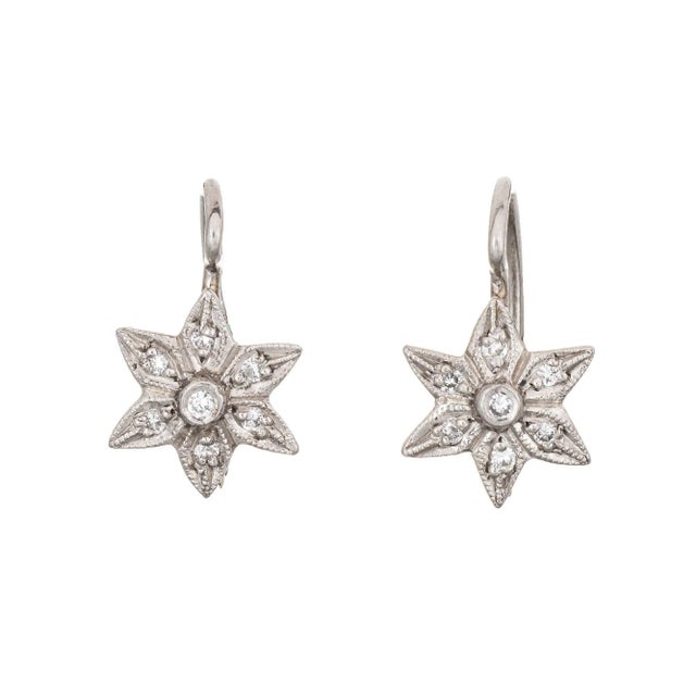 Cathy Waterman Diamond Star Earrings Platinum Estate Fine Signed Jewellery - 2 Pieces For Sale - Image 4 of 4