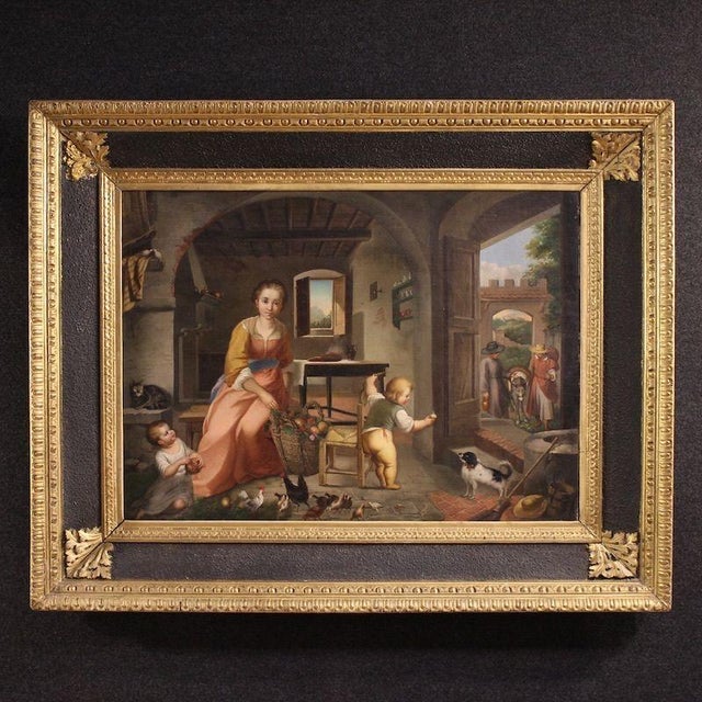 Italian Artist, Interior Scene, 1880, Oil on Canvas For Sale - Image 13 of 13
