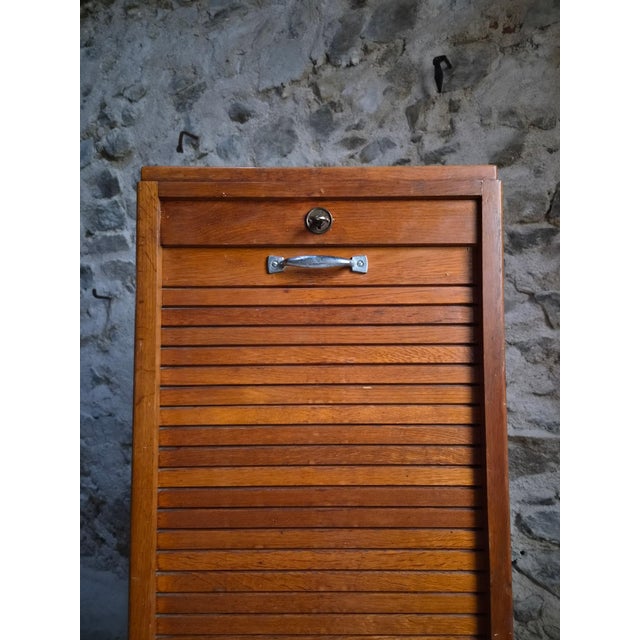 Vintage Oak Roll Top Cabinet, France, 1960s For Sale - Image 4 of 18