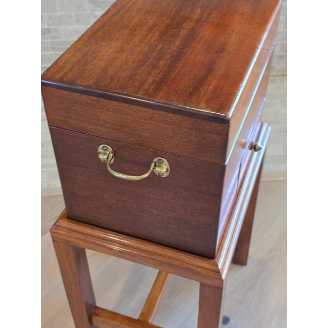 19th Century English Victorian Era Mahogany Apothecary Travel Chest Box on Stand With Glass Jars For Sale - Image 12 of 18
