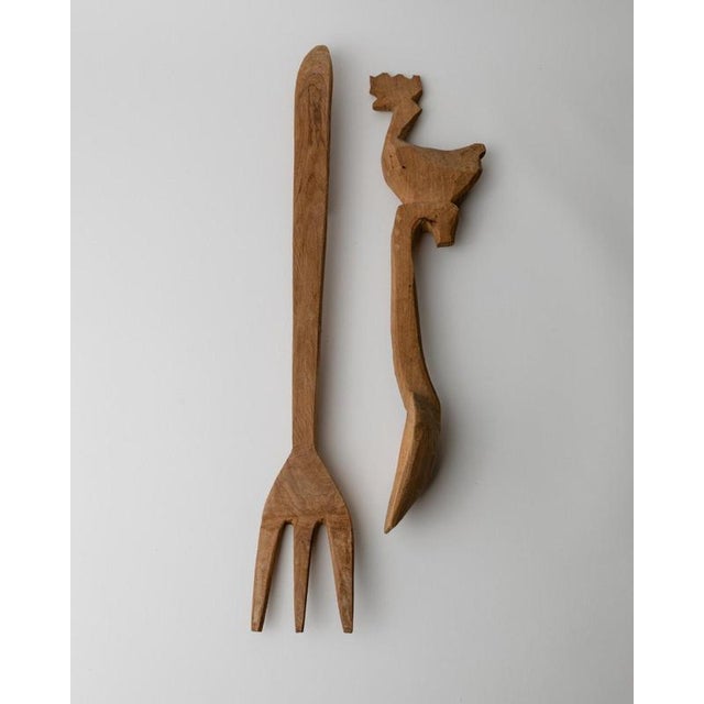 Vintage Folk Art Italian Wooden Cutlery Sculptures, 1960s For Sale - Image 3 of 11