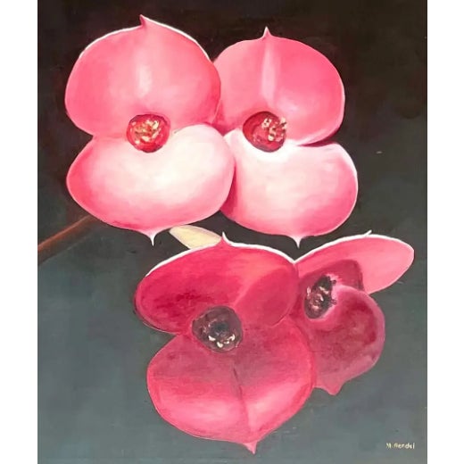 Vintage Boho OpSigned Original Oil Painting of Orchid Blooms For Sale - Image 13 of 13