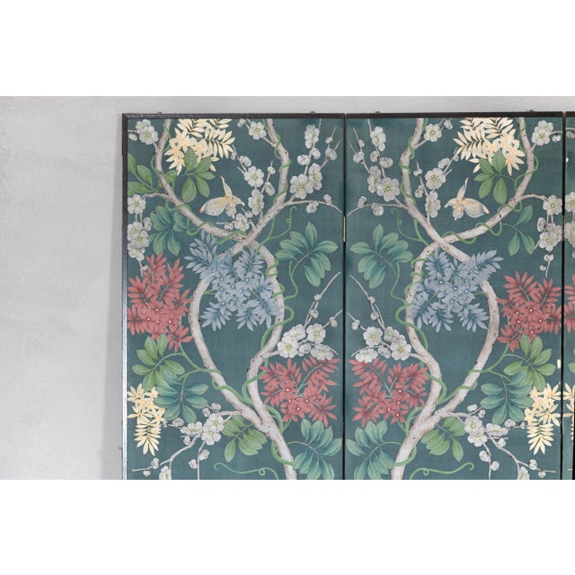 Botanical Hand-Painted Room Divider with Vibrant Flowers and Vines, Vintage For Sale In New York - Image 6 of 12