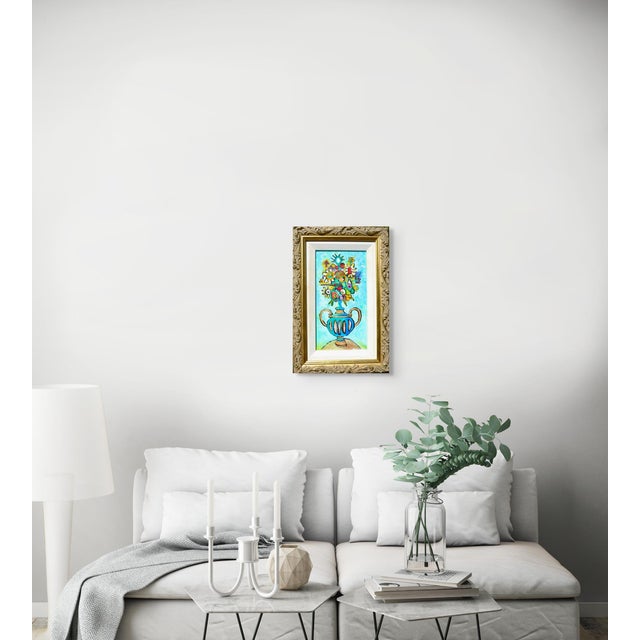 FREE Shipping: Bright and vibrant oil painting on a wood panel. The painting is of a beautiful bouquet of flowers in a...