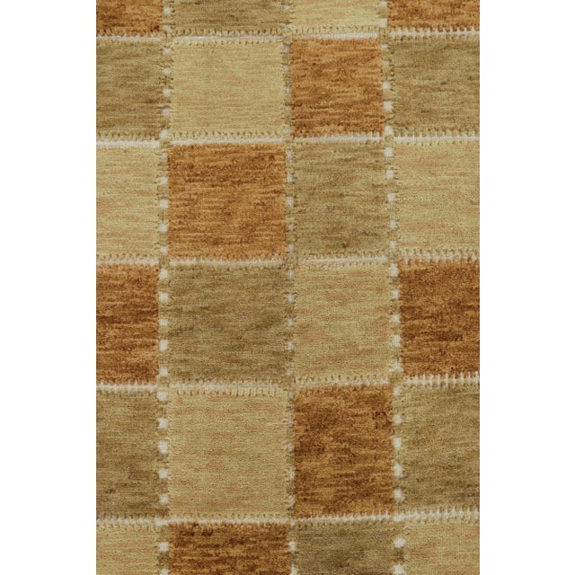 Mid-Century Modern Rug & Kilim’s Scandinavian Style Rug in Beige-Brown and Rust Geometric Pattern For Sale - Image 3 of 7