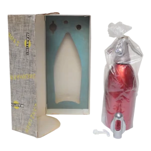 Unused Vintage Italian Red Anodized Aluminum Syphon / Seltzer Bottle by Gimas for Martini and Rossi
