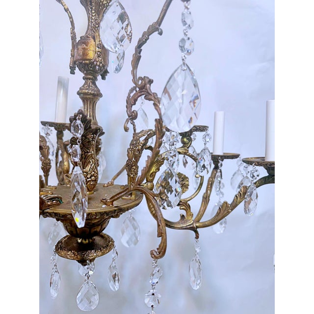 1920s Vintage Spanish Chandelier With Crystal Prisms For Sale - Image 15 of 15