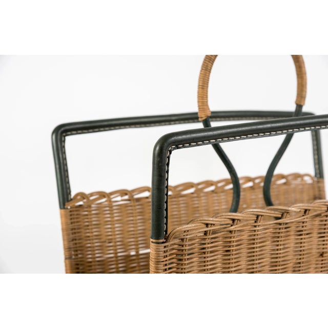 Leather Steering Magazine Rack by Jacques Adnet, 1950s, in Good conditions. Designed 1950 to 1959 I have official proof of...