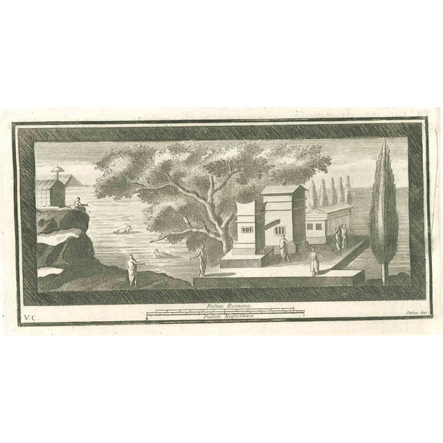 Fernando Strina, Fresco from Antiquities of Herculaneum, Etching, 18th Century For Sale