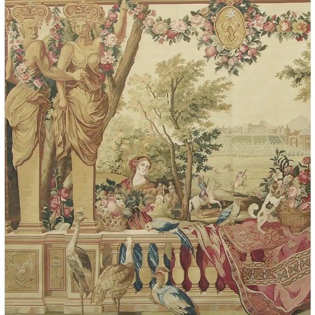 Tan Vintage Tapestry Depicting Royal Figures For Sale - Image 8 of 9