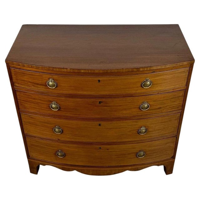 Early 19th Century Inlaid Mahogany Bow Front Chest For Sale - Image 3 of 12