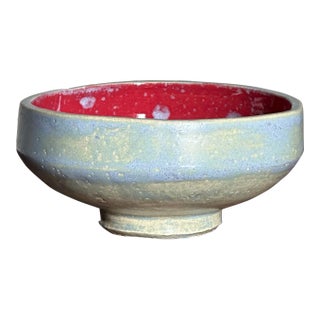 1980s Ceramic Studio Pottery Footed Bowl by "N. Oken" For Sale