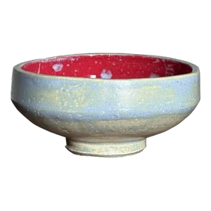 1980s Ceramic Studio Pottery Footed Bowl by "N. Oken"