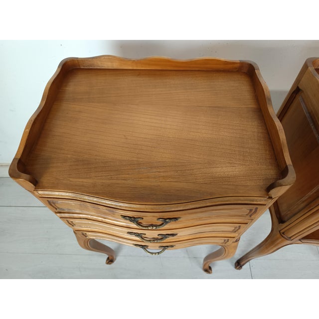 Tan Louis XV Bedside Tables, 1970s, Set of 2 For Sale - Image 8 of 16