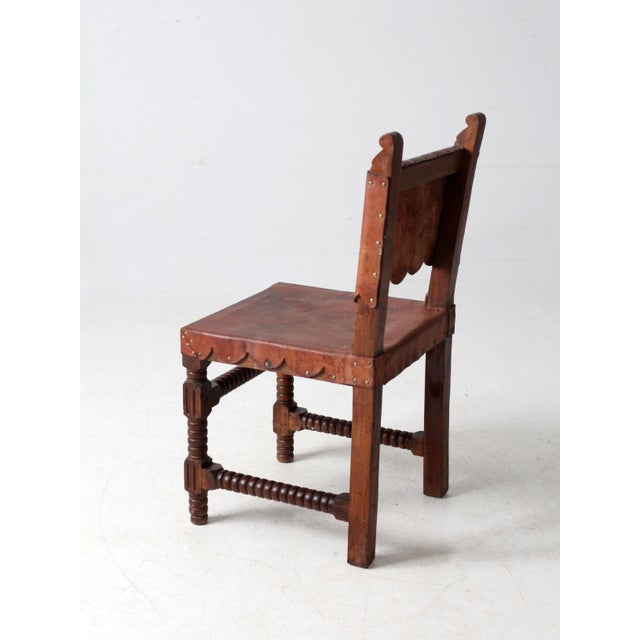 Antique Leather Ranch Chair For Sale - Image 6 of 13