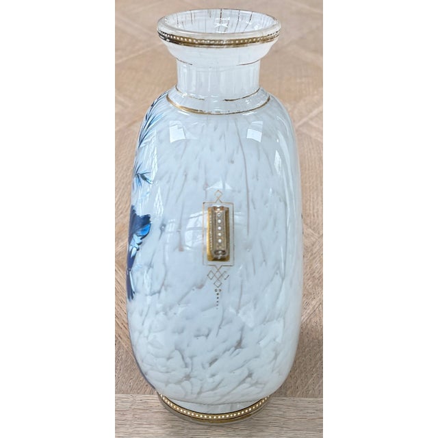 Pilgrim Vase, Blue & White Botanical Enamel, Circa 1890 For Sale - Image 4 of 11