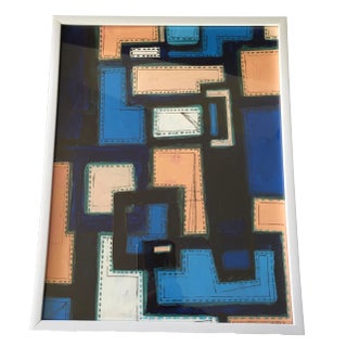 Acrylic on Paper Framed Abstract For Sale