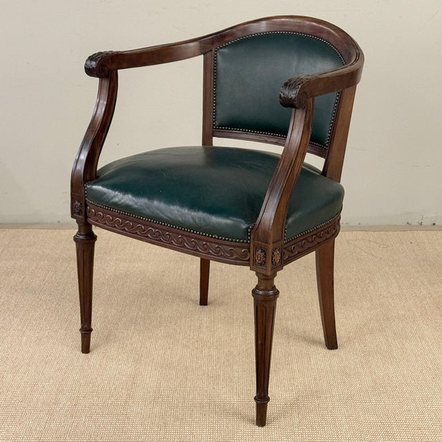 Early 20th Century Antique French Louis XVI Neoclassical Mahogany Armchair by Hirler of Alsace For Sale - Image 5 of 18