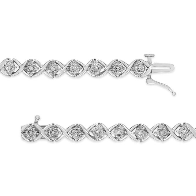 Haus of Brilliance .925 Sterling Silver 1/4 Cttw Round-Cut Diamond "X" Link Bracelet (I-J Color, I3 Clarity) - Size 7.25 " For Sale - Image 4 of 6