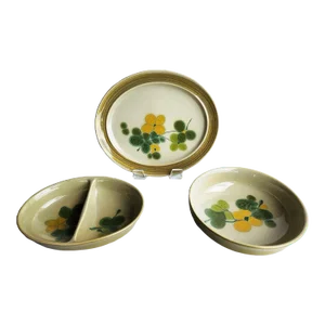 1970s Franciscan Earthenware Serving Set in Pebble Beach Pattern, 3 Pieces