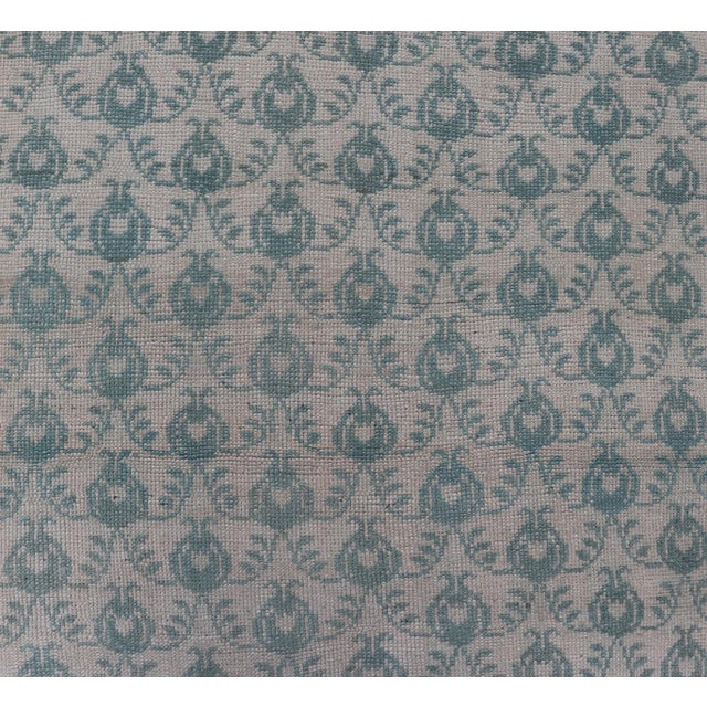 Vintage Turkish Oushak Rug With All-Over Design in Light Blue For Sale - Image 10 of 13