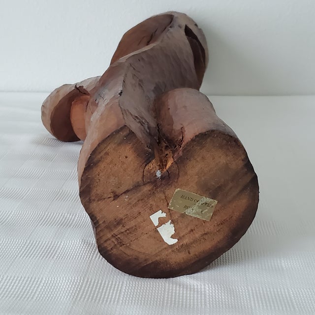 1998 Wood Sculpture "Bell Ringer" Signed Nicolae Serban Romania 23"h Modernist Expressionist Folk Art For Sale In Tampa - Image 6 of 11