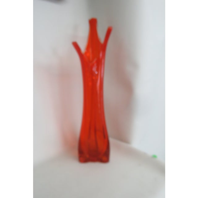 Viking Glass Three Foil Persimmon Swung Vase Mid Century Large Floor Art 4754b For Sale - Image 17 of 18