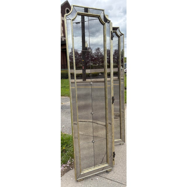 Vintage Regency Inspired Antique Mirrored Folding Screen For Sale In Philadelphia - Image 6 of 10