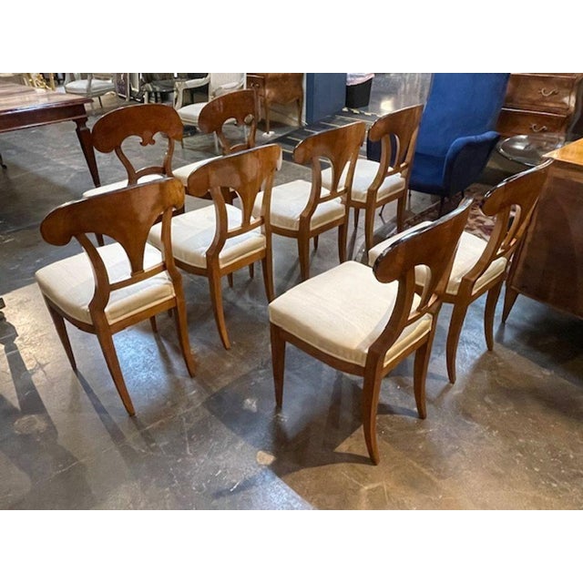 Brown Set of 8 Biedermeier Walnut Dining Chairs For Sale - Image 8 of 10