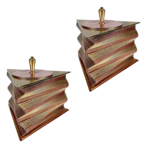 1935 Art Deco Stacked Brass & Copper Machine Age Humidor Box by John Ota, Pair
