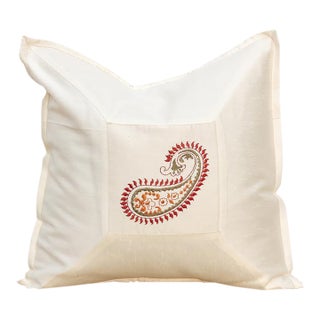 Jaal Ivory Paisley Pillow Cover For Sale