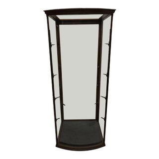 19th Century Concave Glass and Oak 4 Shelve Display Case For Sale
