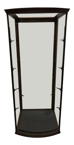 19th Century Concave Glass and Oak 4 Shelve Display Case