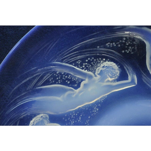 René Lalique Ondines Opalescent Clear Glass Swimming Mermaids French Dish Plate. Item featured is signed "Lalique" with...