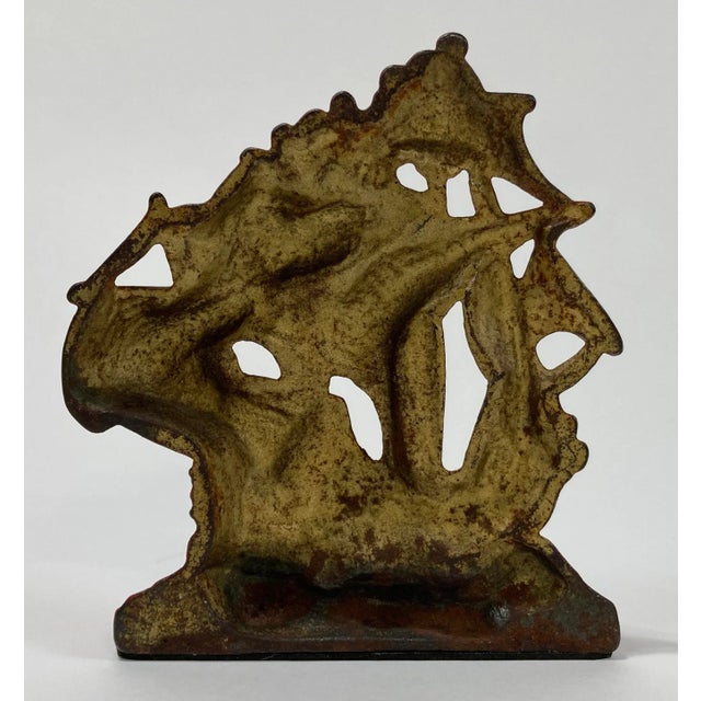Vintage Cast Iron Red Ship Doorstop For Sale - Image 4 of 6