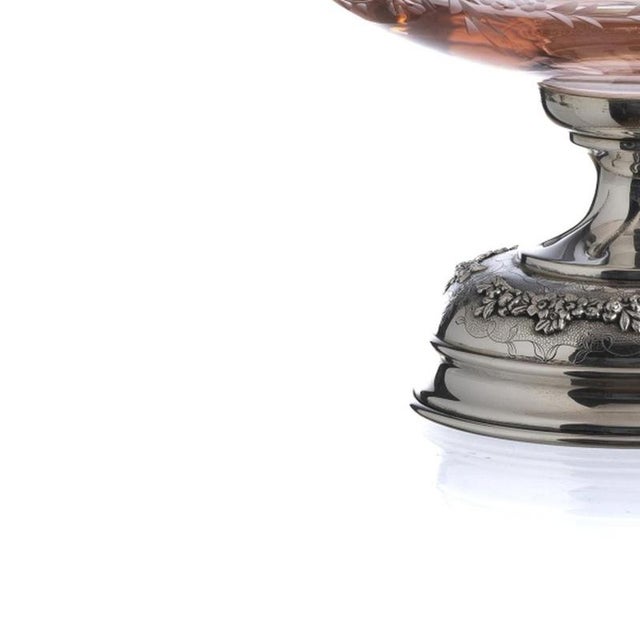 Silver Fruit Bowl with Topaz Silver and Crystal For Sale - Image 3 of 6