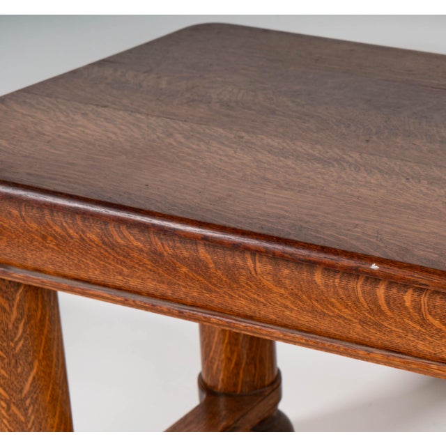 Antique Arts & Crafts Oak Writing Table / Console For Sale - Image 14 of 15