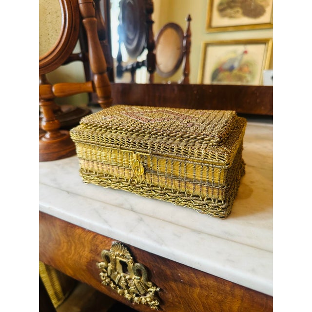 Vintage Woven Brass Box For Sale - Image 10 of 11