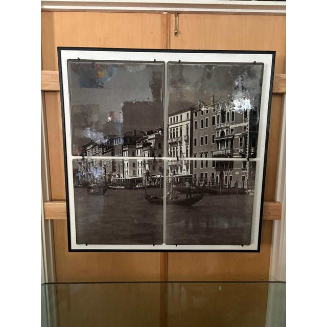 Contemporary Mary Chomenko Hinkley "Grand Canal" Fused Glass Wall Art, Venice, 2013, Framed For Sale - Image 3 of 5