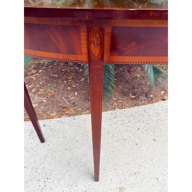 Wood Long Federal Style Demi Lune Inlaid Mahogany Console Table For Sale - Image 7 of 13
