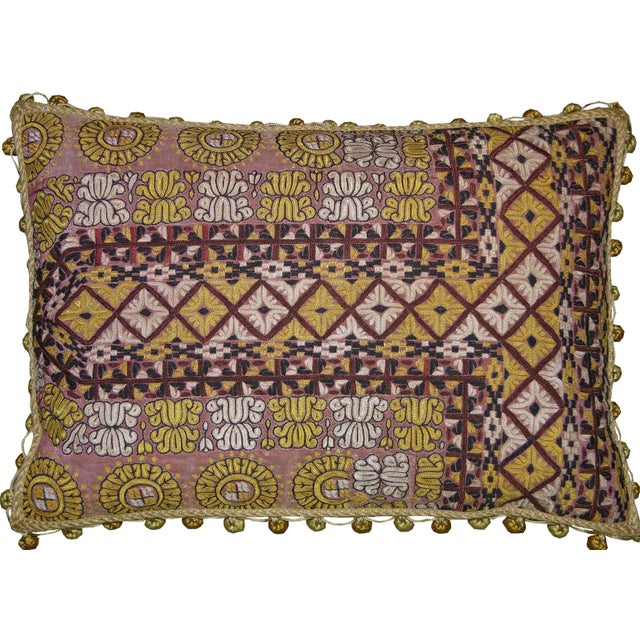 Abstract 1850 Antique Uzbek Pillow - 20'' X 14'' For Sale - Image 3 of 3