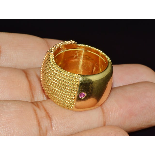 Authentic Vintage Roberto Coin Opera 18k Yellow & Rose Gold Wide Statement Band Ring With Hidden Ruby, Size 7.5 For Sale - Image 14 of 17