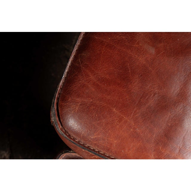 Pair of Mid 20th Century Italian-Inspired Leather Lounge Chairs in Red For Sale - Image 11 of 16
