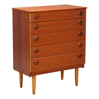 Vintage Teak Veneer Chest of Drawers, Northern Europe, 1960s For Sale