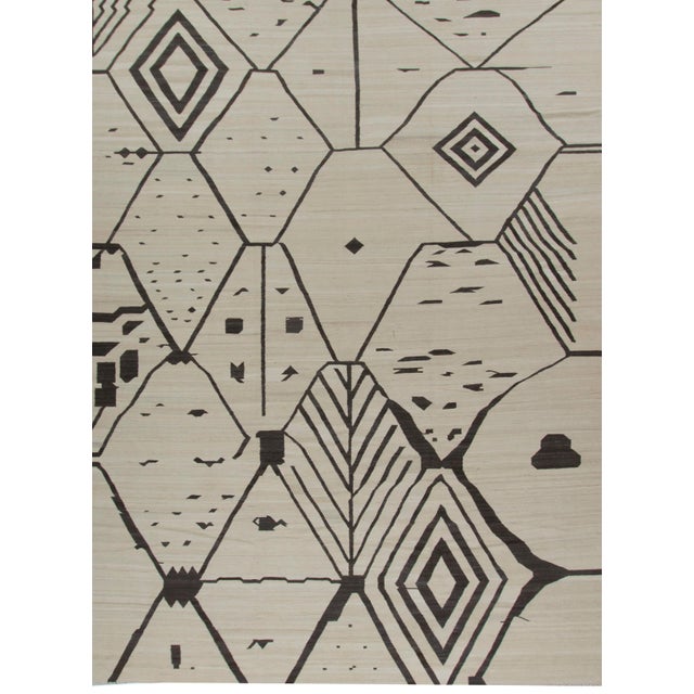 Tan Beige Scandinavian Flatweave Hand Woven Wool Rug, 14ft X 15ft For Sale - Image 8 of 8