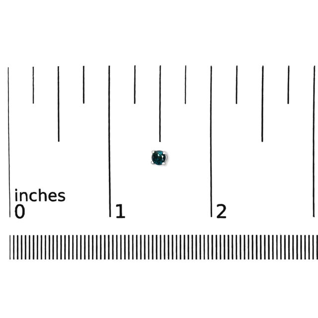 Early 21st Century .925 Sterling Silver 0.15 Cttw Round Brilliant-Cut Blue Diamond Classic 4-Prong Stud Earrings (Fancy Color-Enhanced, I2-I3 Clarity) For Sale - Image 5 of 5