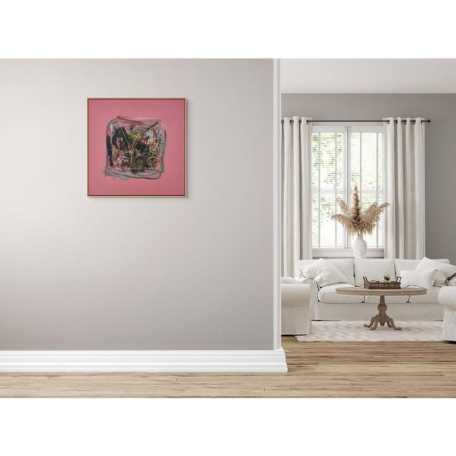 Abstract Contemporary Abstract Acrylic on Canvas Painting “Rose 1” by Frédéric Prat For Sale - Image 3 of 4