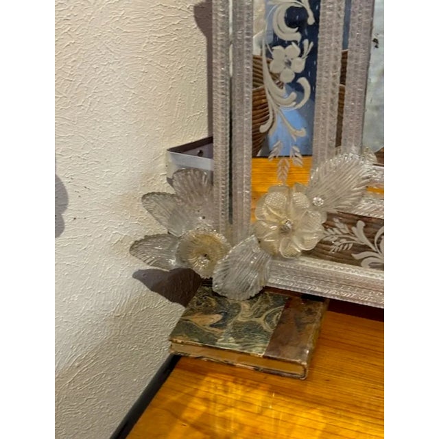 Silver Venetian Etched Glass Mirror For Sale - Image 8 of 9