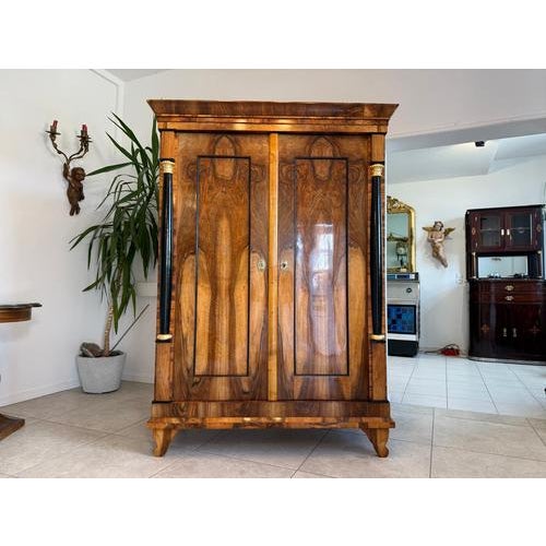 Brown Antique Empire Column Cabinet in Walnut For Sale - Image 8 of 18