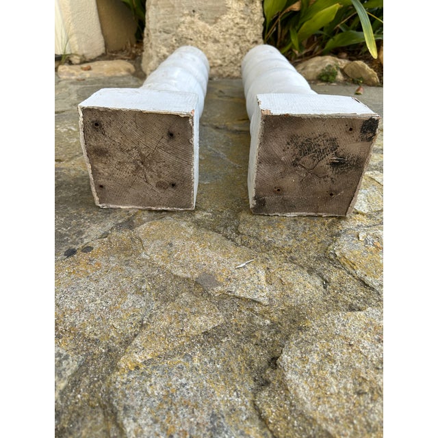 Wood Vintage Wood 29” Architectural Painted Pillar Balustrades - A Pair For Sale - Image 7 of 8
